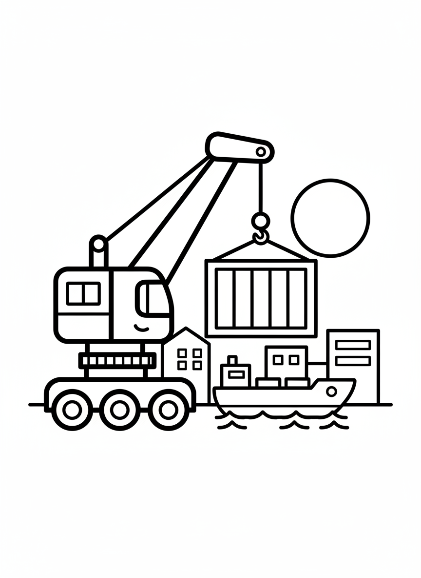 Kran hebt Container im Hafen