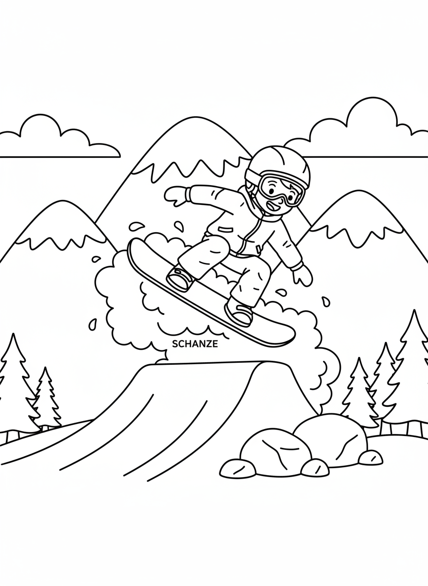 Snowboarder springt über eine Schanze