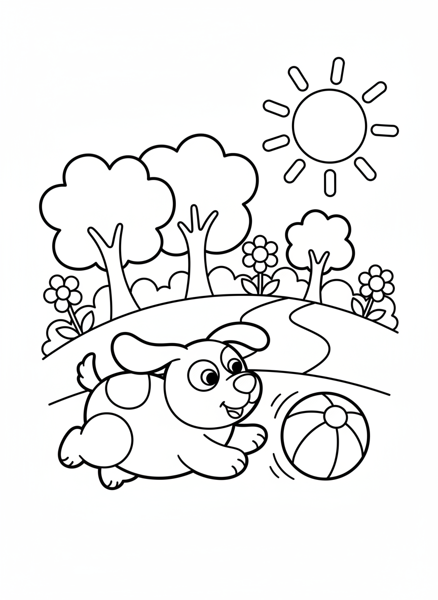 Hund spielt mit einem Ball im Park