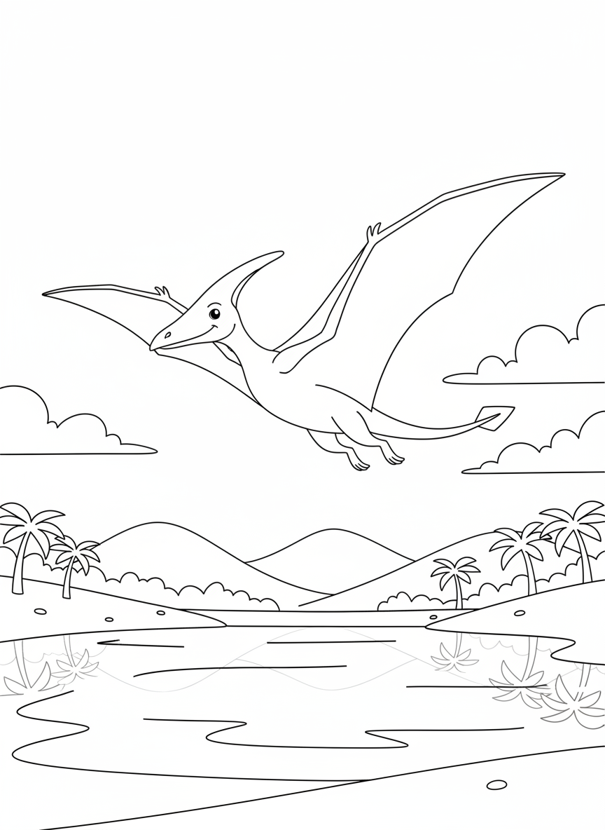 Flugsaurier gleitet über einen See