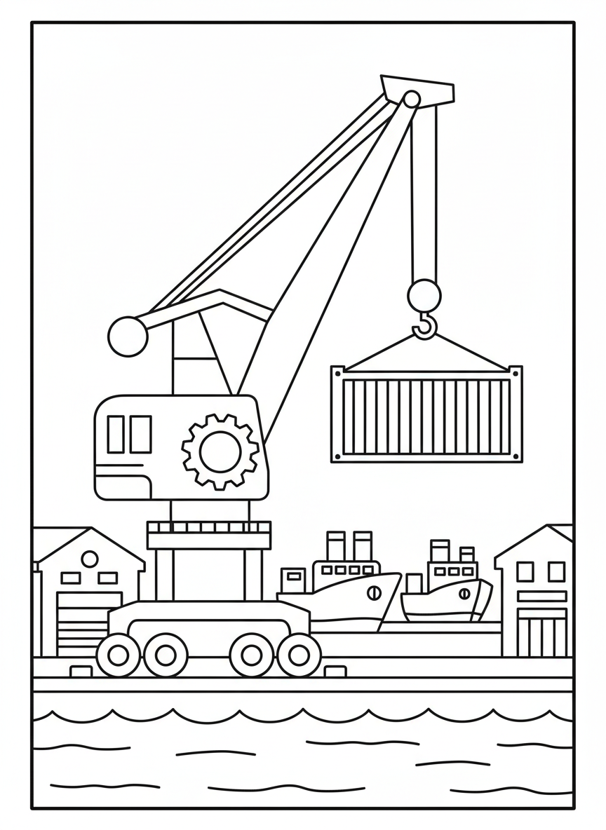 Kran hebt Container im Hafen