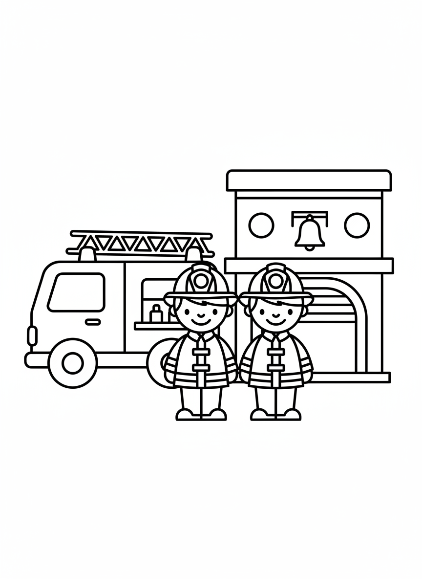 Feuerwehrteam vor der Wache