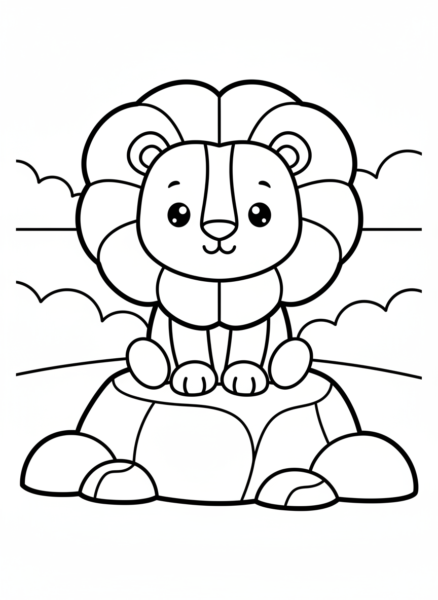 Löwe mit großer Mähne auf einem Felsen