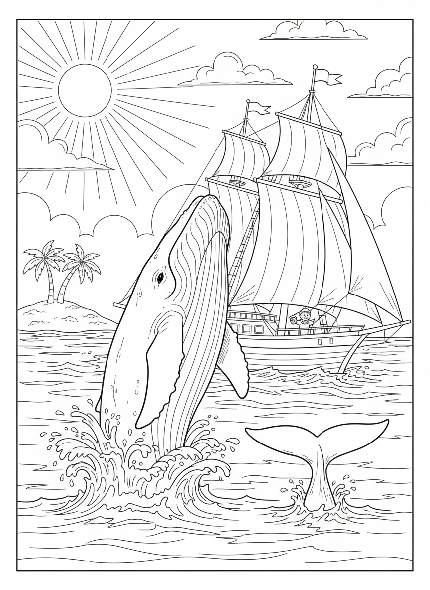 Wal taucht neben einem Segelboot auf