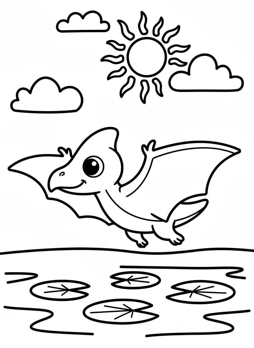 Flugsaurier gleitet über einen See