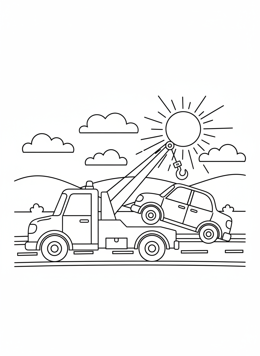 Abschleppwagen hilft einem kaputten Auto