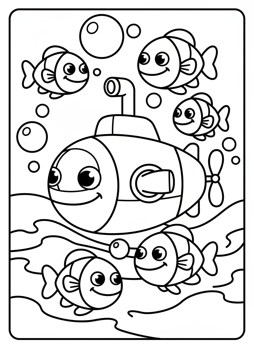 U-Boot wird von Fischen begleitet