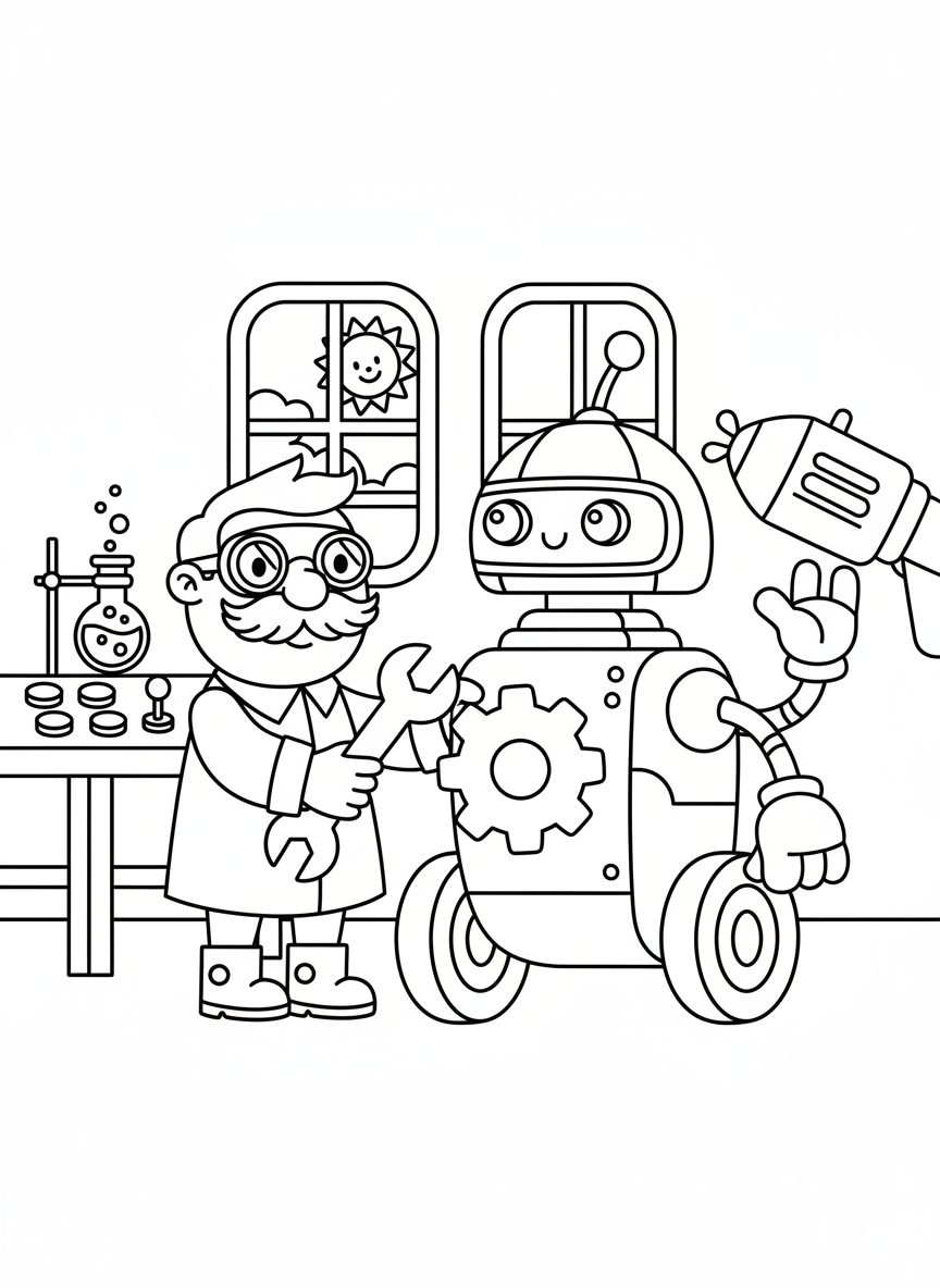 Erfinder baut eine Maschine im Labor