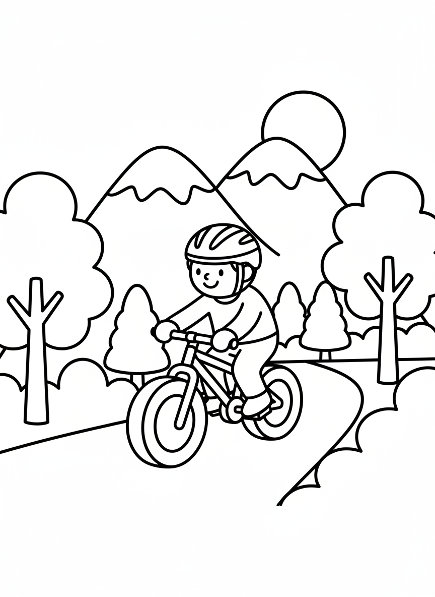 Mountainbike fährt einen Waldweg entlang