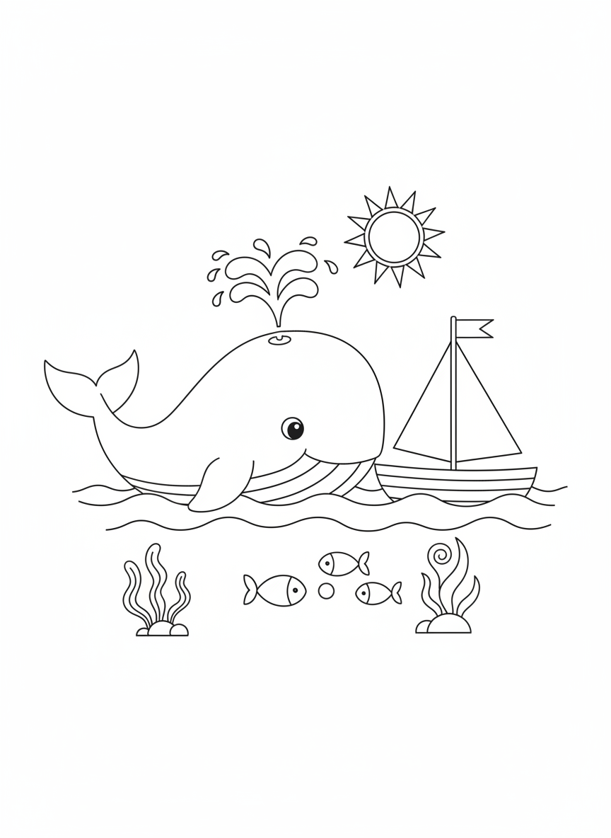 Wal taucht neben einem Segelboot auf