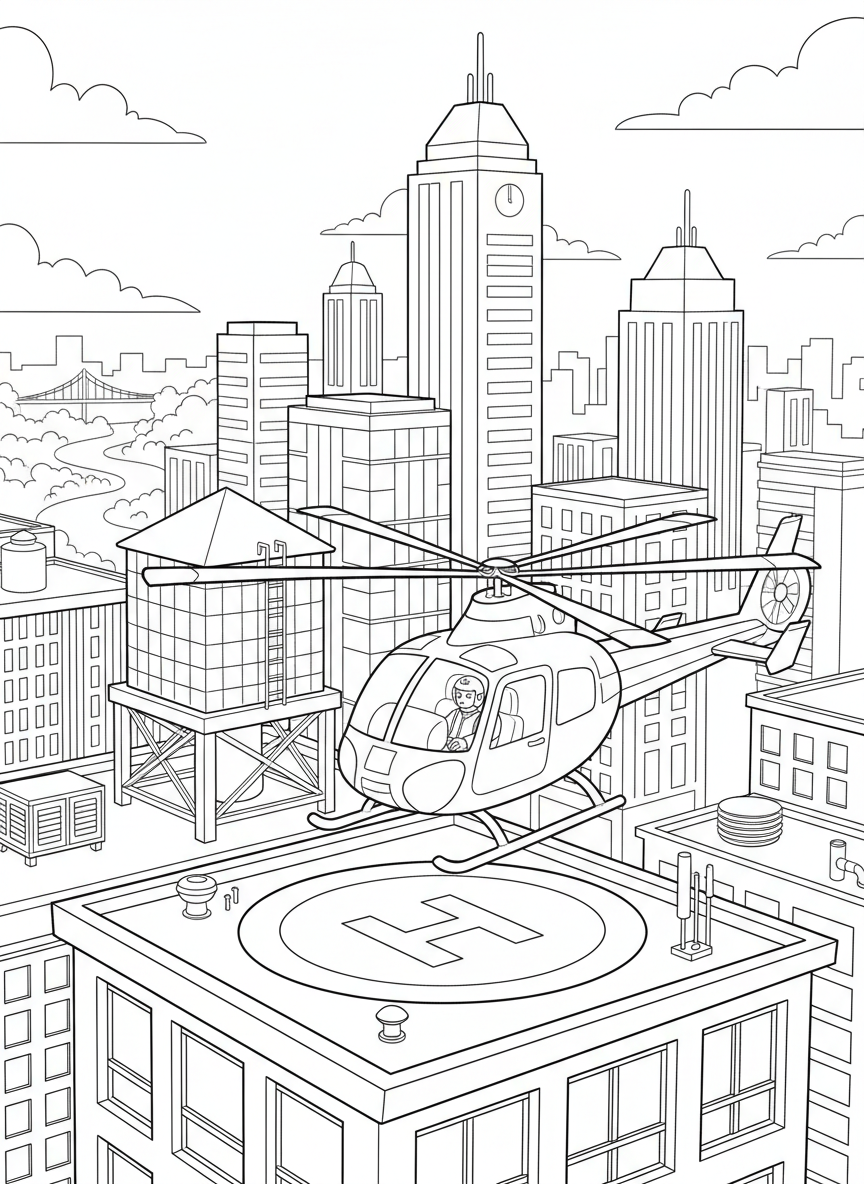 Hubschrauber landet auf einem Dach