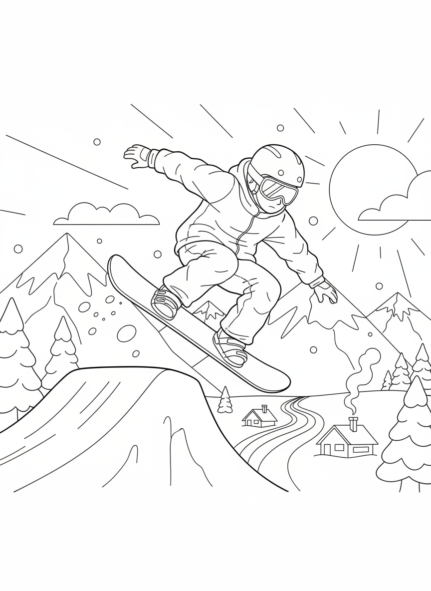 Snowboarder springt über eine Schanze