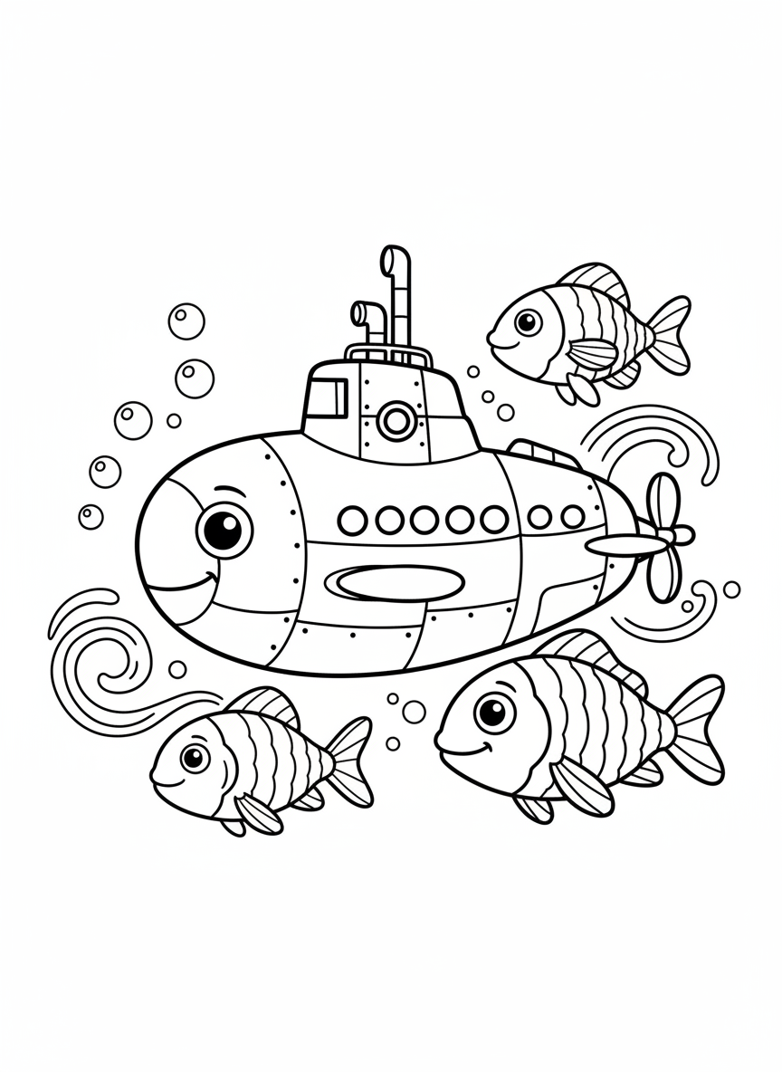 U-Boot wird von Fischen begleitet