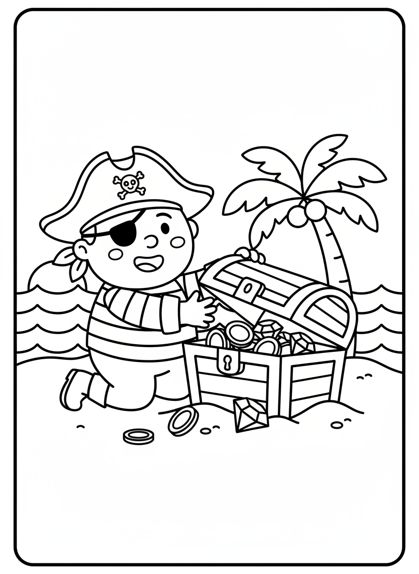 Pirat findet eine vergrabene Truhe