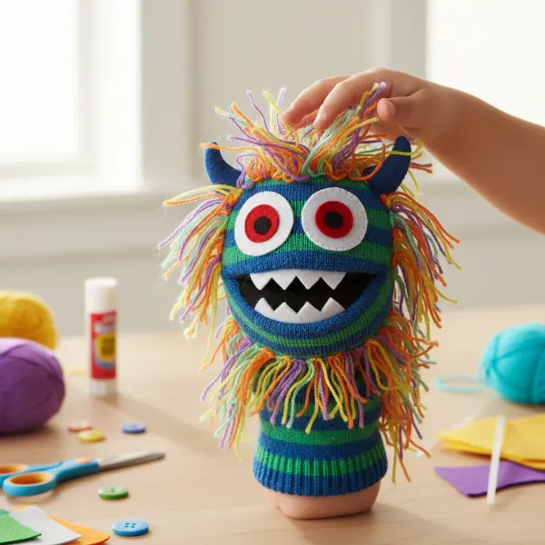 Monster-Handpuppe aus Socke