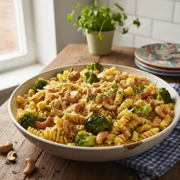 Nudel-Brokkoli-Pfanne mit Cashewkernen