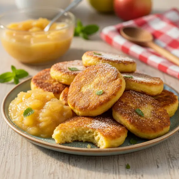 Quarkkeulchen mit Apfelmus